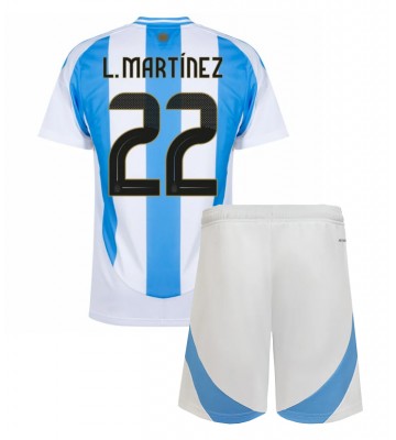 Argentina Lautaro Martinez #22 Replika Babytøj Hjemmebanesæt Børn Copa America 2024 Kortærmet (+ Korte bukser)
